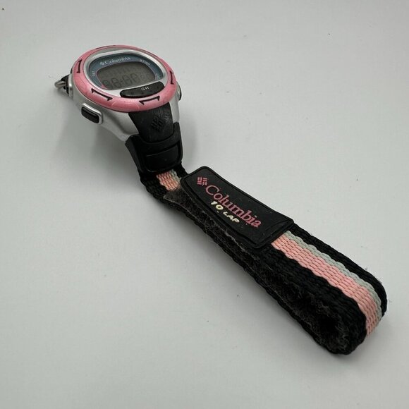 3/$30 Columbia Digital Watch Pink Black Nylon Strap Band Backlight Dial - Picture 5 of 13